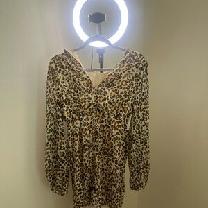 BCBGeneration Animal Print dress in Black and Tan